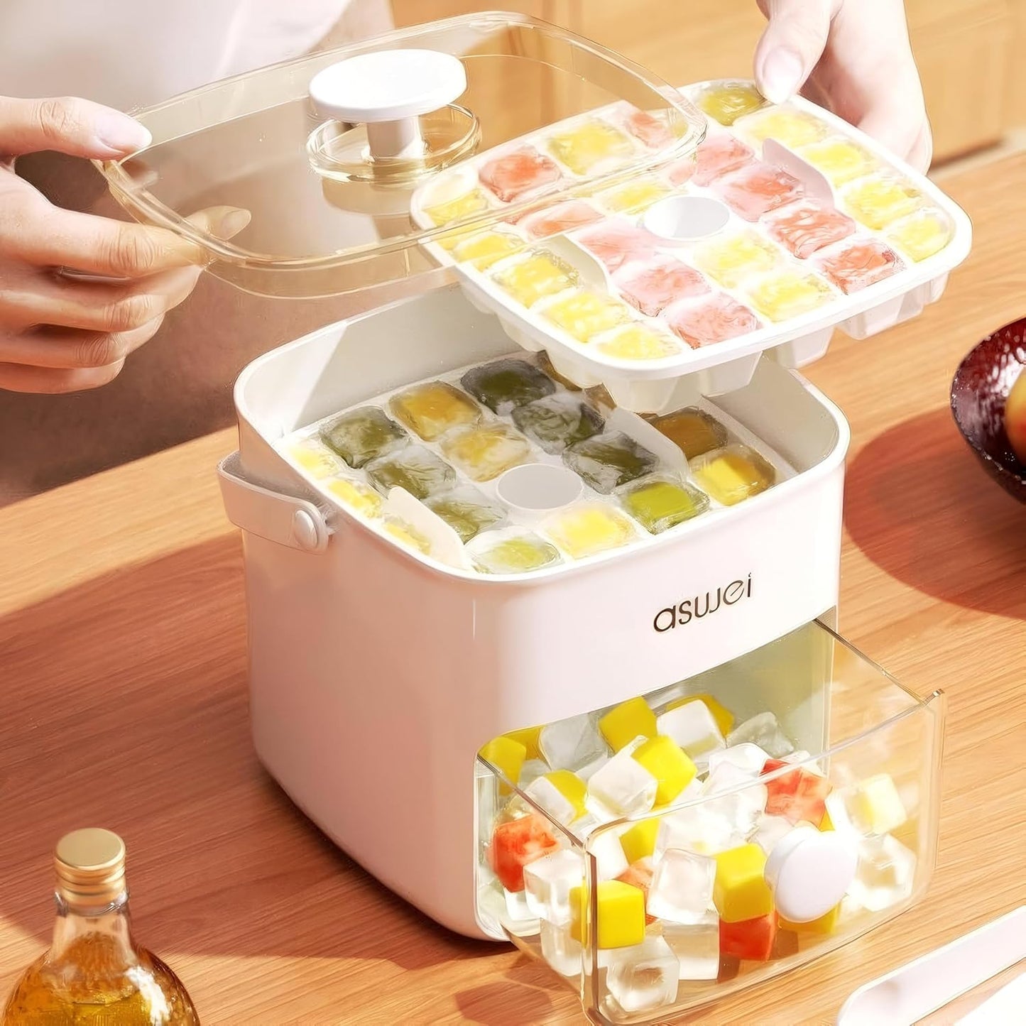 (30% DE DESCUENTO) Máquina para fabricar hielo Aswei con bandeja y tapa