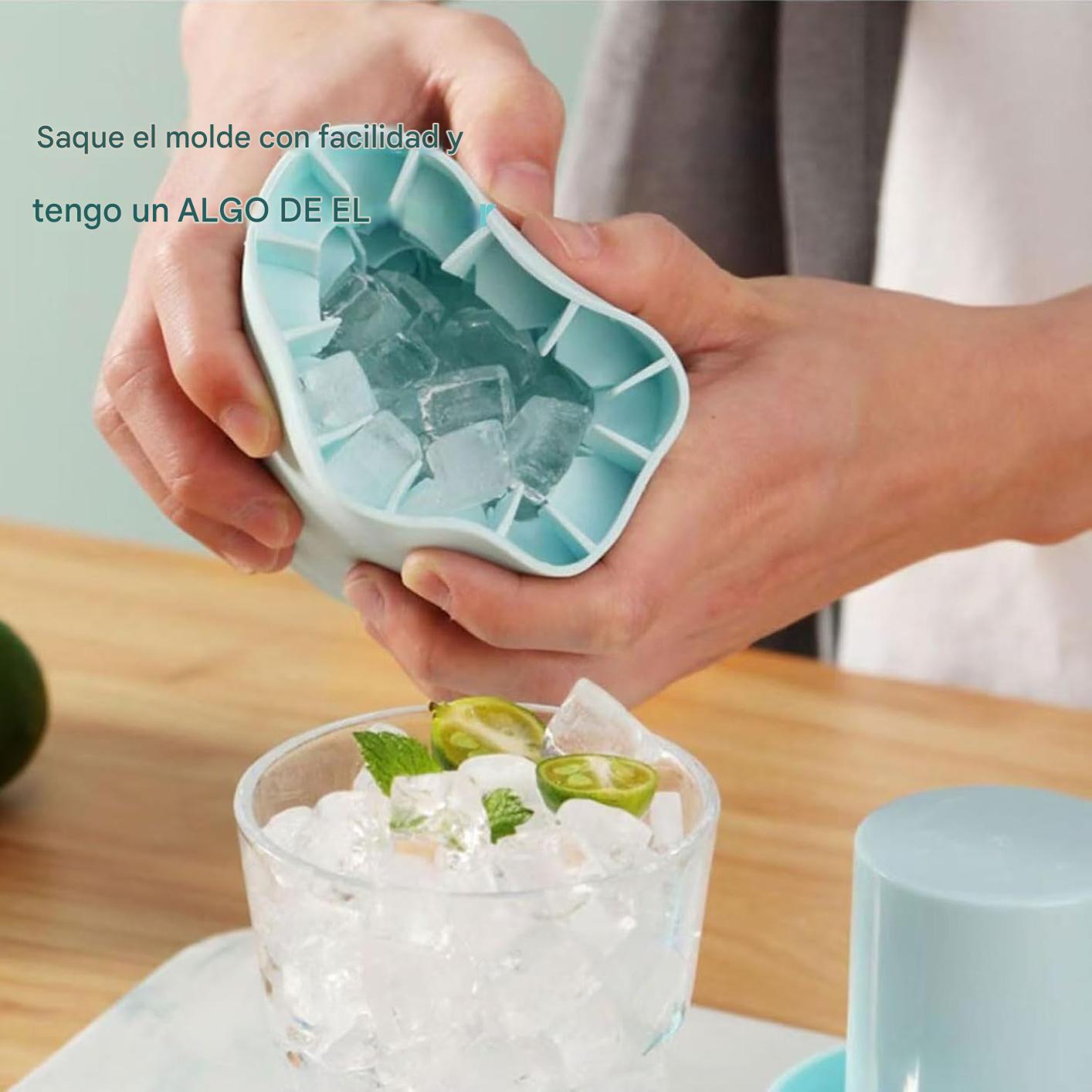 (30% DE DESCUENTO) Molde y bandeja de silicona para cubitos de hielo, permite hacer 60 moldes de cubitos de hielo pequeños al mismo tiempo, recipiente para cubitos de hielo de calidad alimentaria, normal, azul