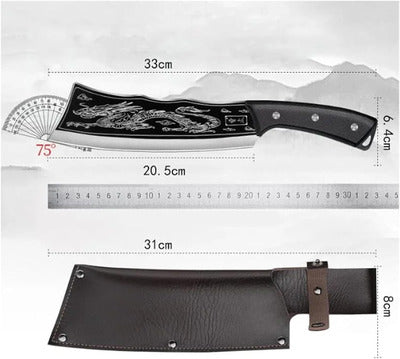 (30% Descuento) Cuchillo Dragón Negro Acero De Titanio