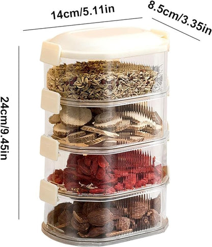 (30% DE DESCUENTO) Caja de almacenamiento de 4 capas Davalba, recipiente hermético, almacenamiento en el refrigerador, frascos de cocina con tapa, a prueba de fugas y caja de almacenamiento de alimentos, frutas, bocadillos y especias