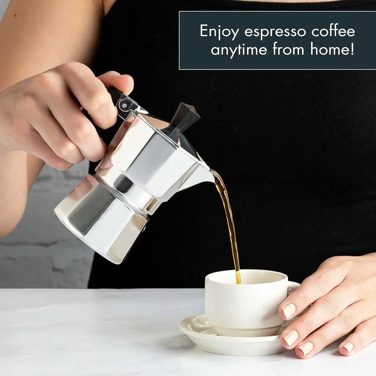 (30% de descuento) Cafetera italiana, apta para todo tipo de fogones. Mango resistente al calor